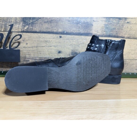 Zodiac Adele Triple Buckle Leather Studded Women’s Black Heeled Booties Sz 9 - Picture 7 of 13